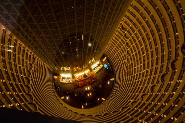 Jin Mao Tower: Looking down inside the building from the Observation Deck.