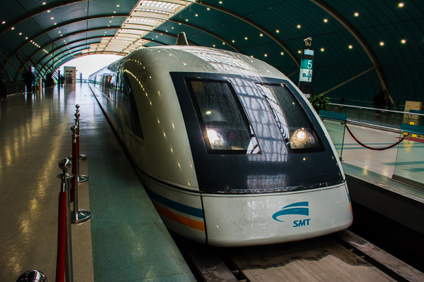 High speed maglev train in Shanghai.