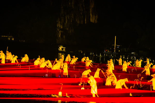 Scene from the Impression Liu Sanjie Show Performed at night in the Li River.