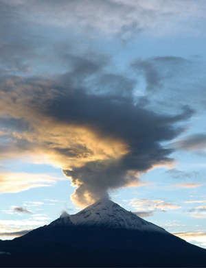 Erupting volcano.