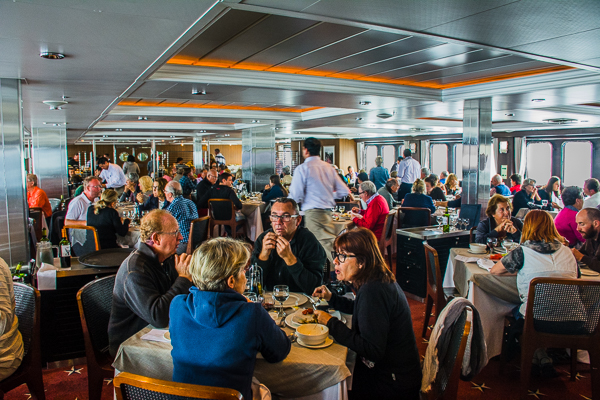Dining on the Stella Australis cruise ship.