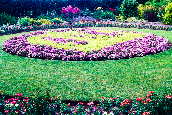 Flower garden in Keswick in the Lake District, England.