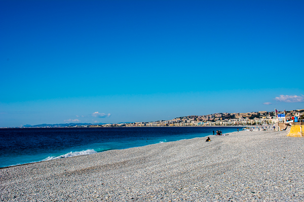 Pebble beach in Nice, France.