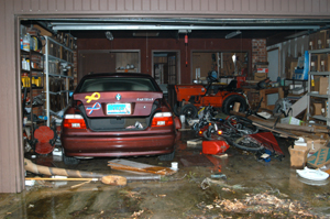 BMW in garage after Hurricane Katrina.