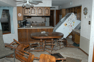 Kitchen after Hurricane Katrina.