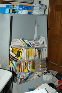 Bookcase destroyed.