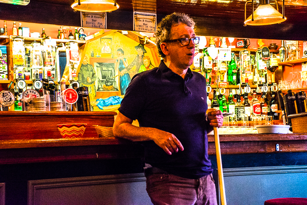 Billy Keane lecturing about his famous father John B Keane in the Keane Irish Pub, Ireland.